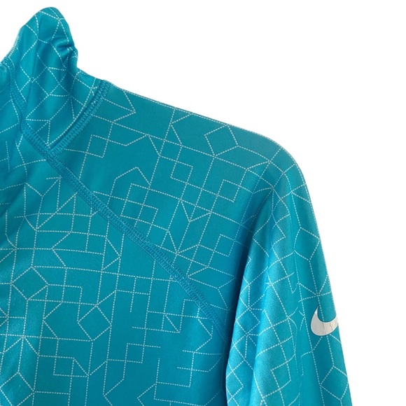 Nike Blue Pro Half Zip Hyperwarm Pullover Geometric Sweatshirt/Hoodie Large - Picture 3 of 10